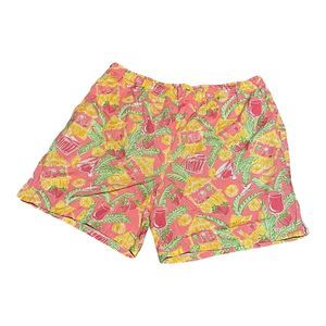 Lilly Pulitzer 6" Capri Lined Swim Trunks Vintage Pink Lemon Tiki Bar Print XXL